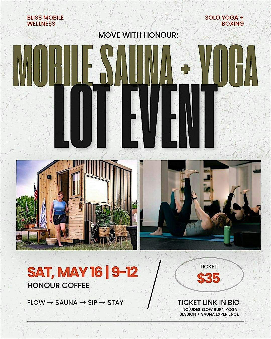 Move With Honour Coffee: Ft. Slow Burn Yoga + Bliss Wellness Mobile Sauna