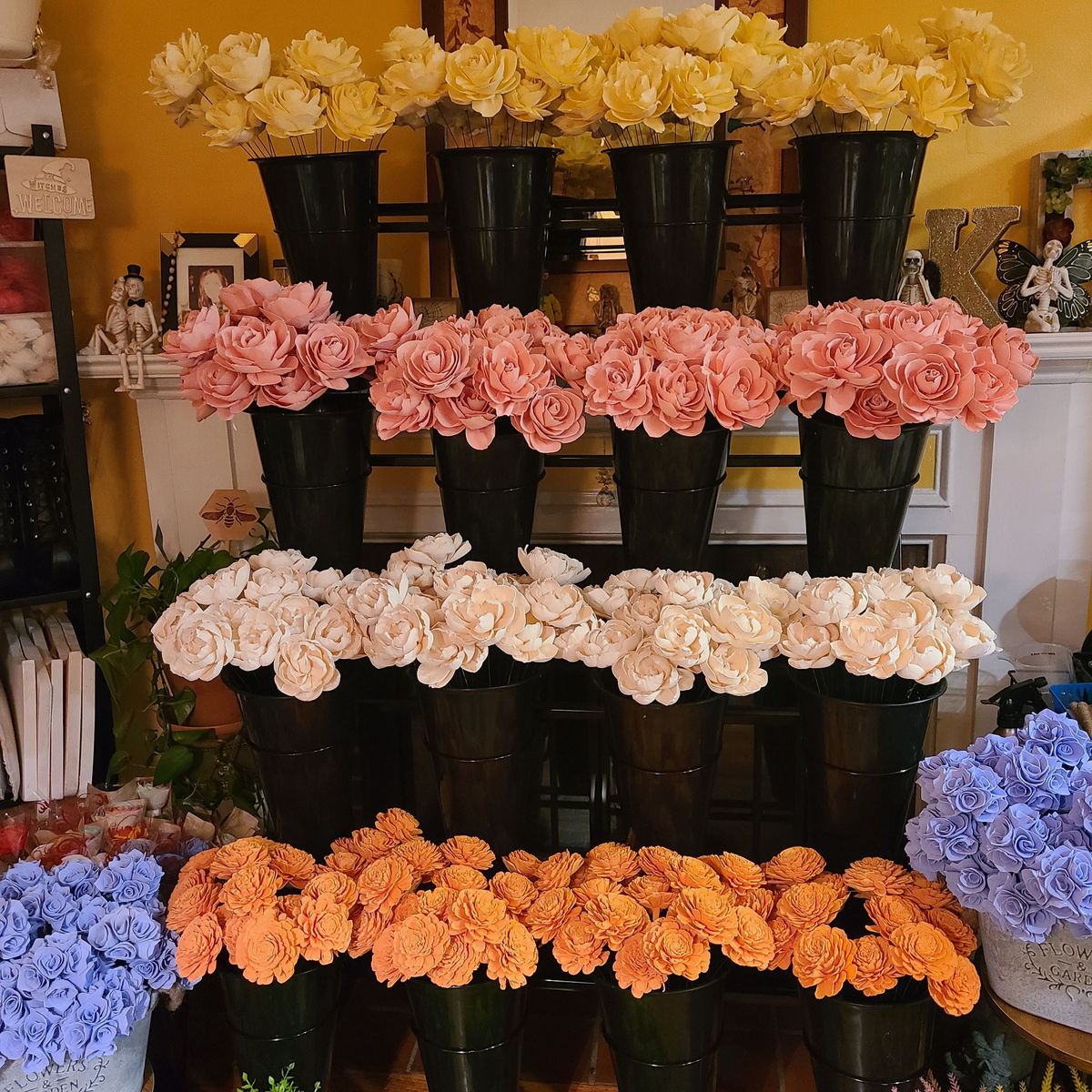 VALENTINE'S DAY WOOD FLOWER BAR!!! PICK YOUR OWN!! SINGLE WOOD ROSES\/ARRANGEMENTS, TOO! TWO DAYS!!!!