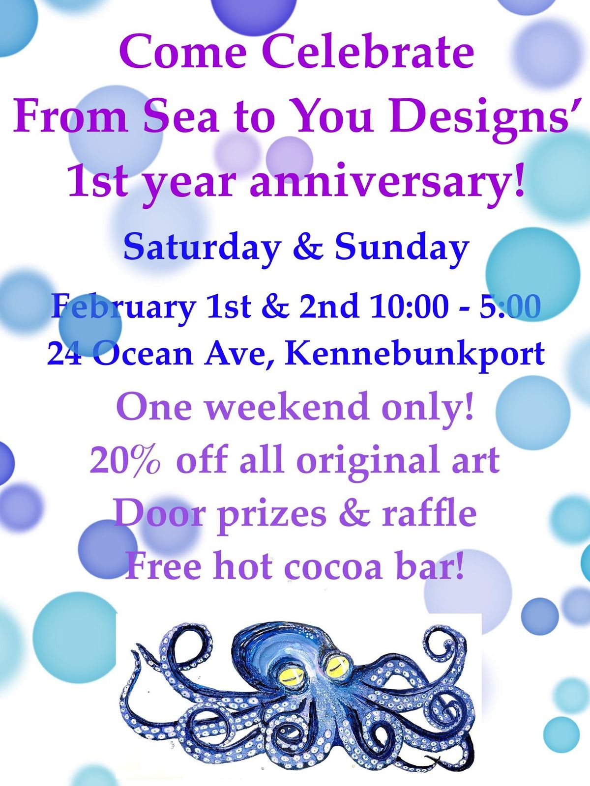 From Sea to You Designs' One Year Anniversary Sale