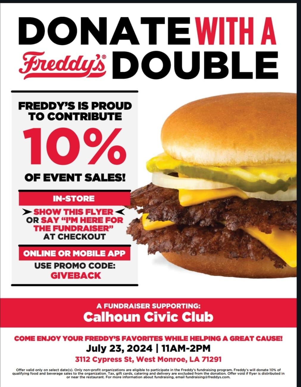 Freddy's and Calhoun Civic Club