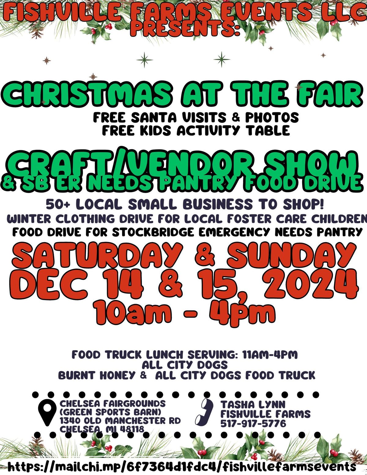FISHVILLE FARMS CHRISTMAS AT THE FAIR CRAFT SHOW & FOOD DONATION DRIVE