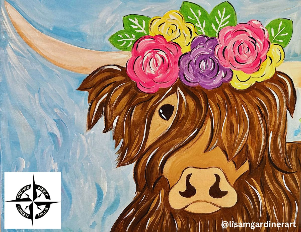 Sip and Paint Along, "Highland Cow"