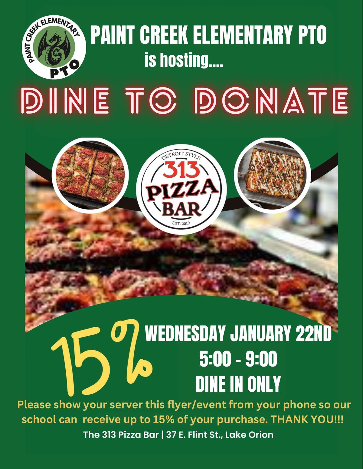 PCE Dine to Donate at 313 Pizza Bar