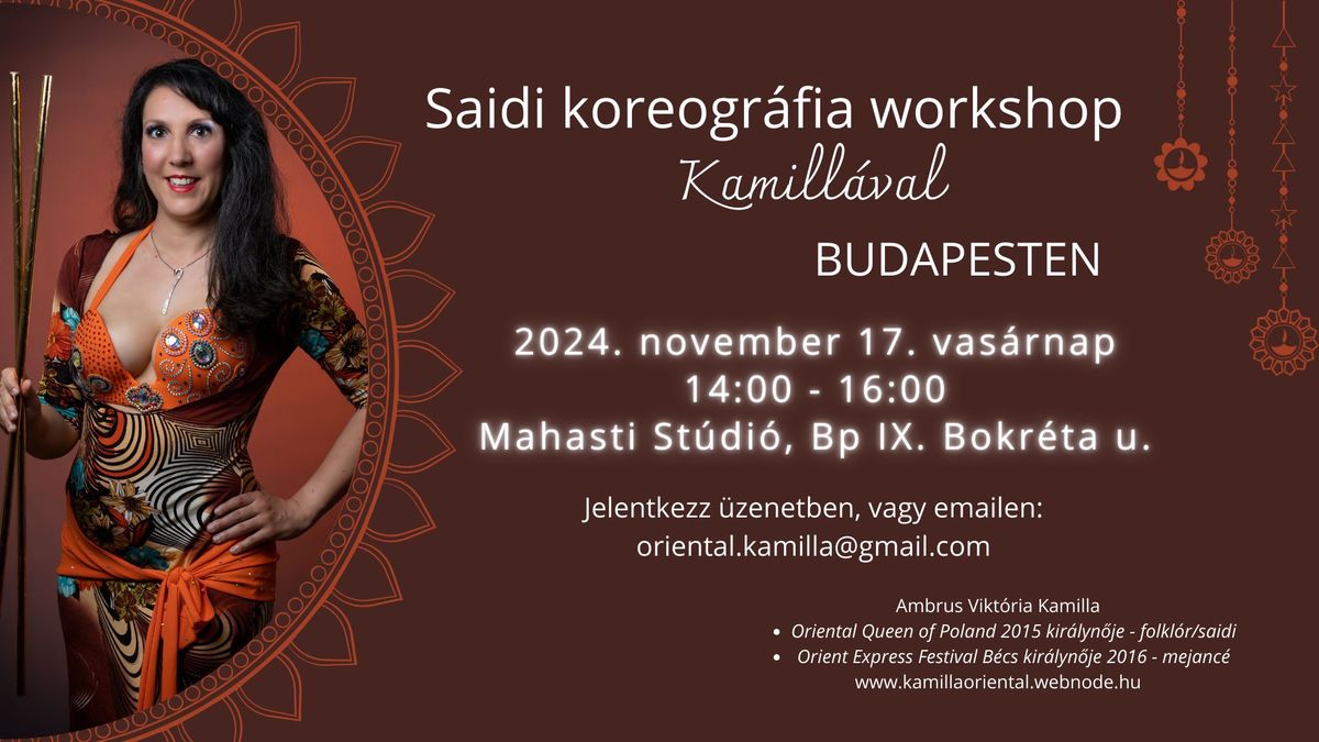 Saidi koreogr\u00e1fia workshop Kamill\u00e1val Budapesten