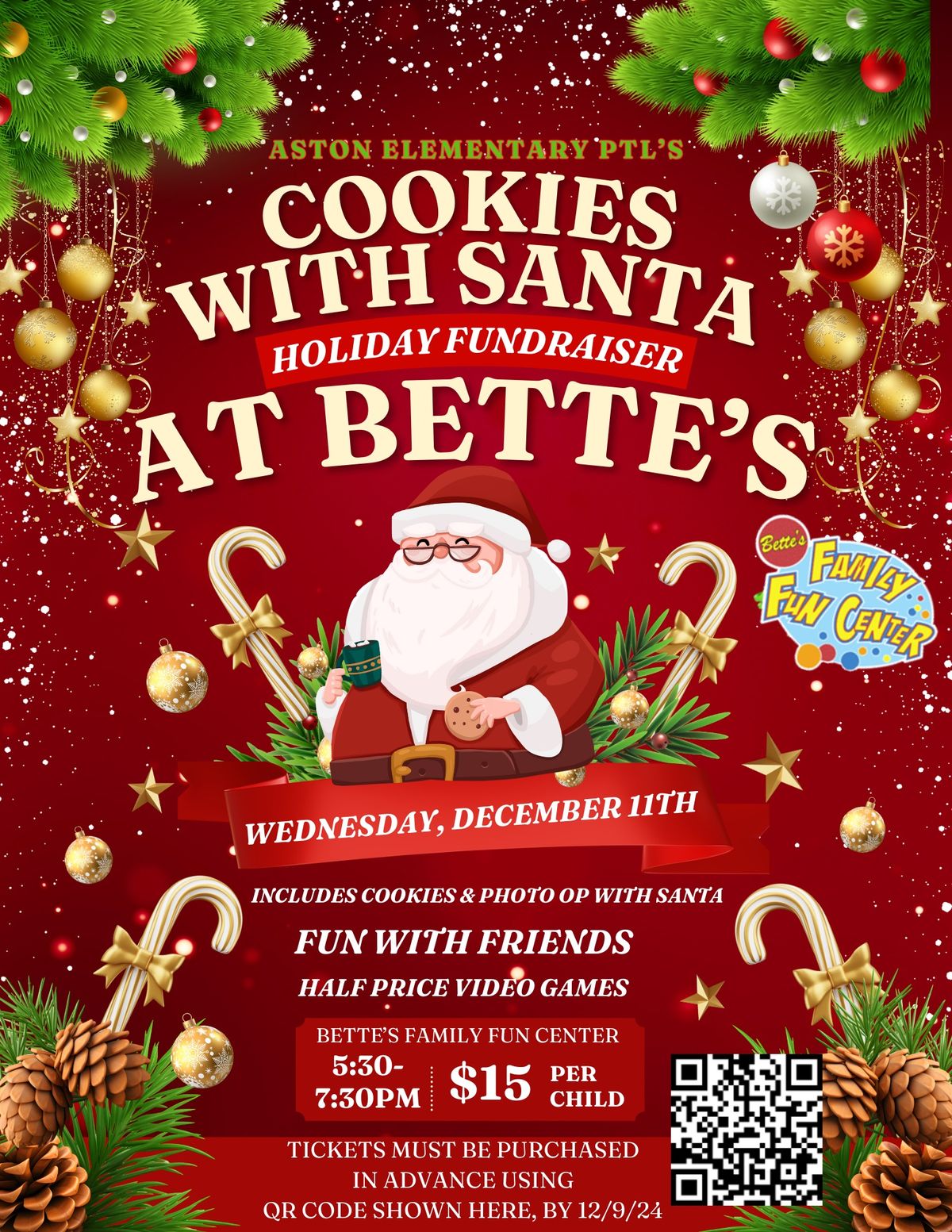 Cookies with Santa, Aston Elementary\u2019s Holiday Fundraiser at Bette\u2019s