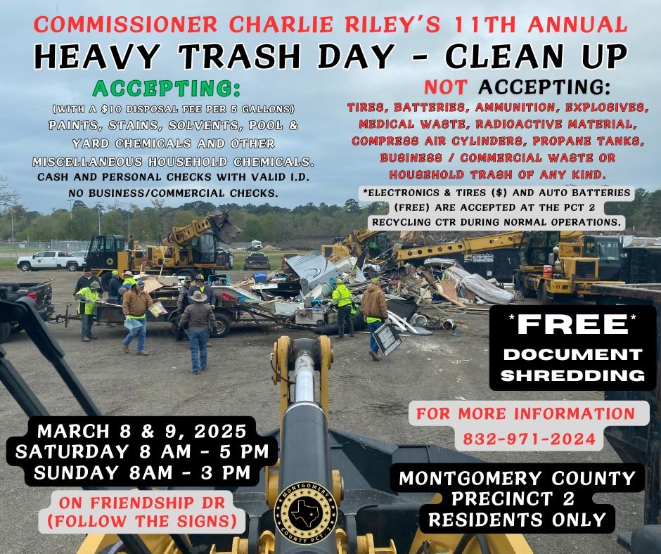 COMMISSIONER CHARLIE RILEY'S 11TH ANNUAL HEAVY TRASH DAY CLEAN UP