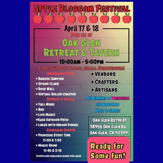 Apple Blossom Festival Oak Glen Retreat 355 Oak Glen Rd Yucaipa Ca 9749 United States 17 April To 18 April