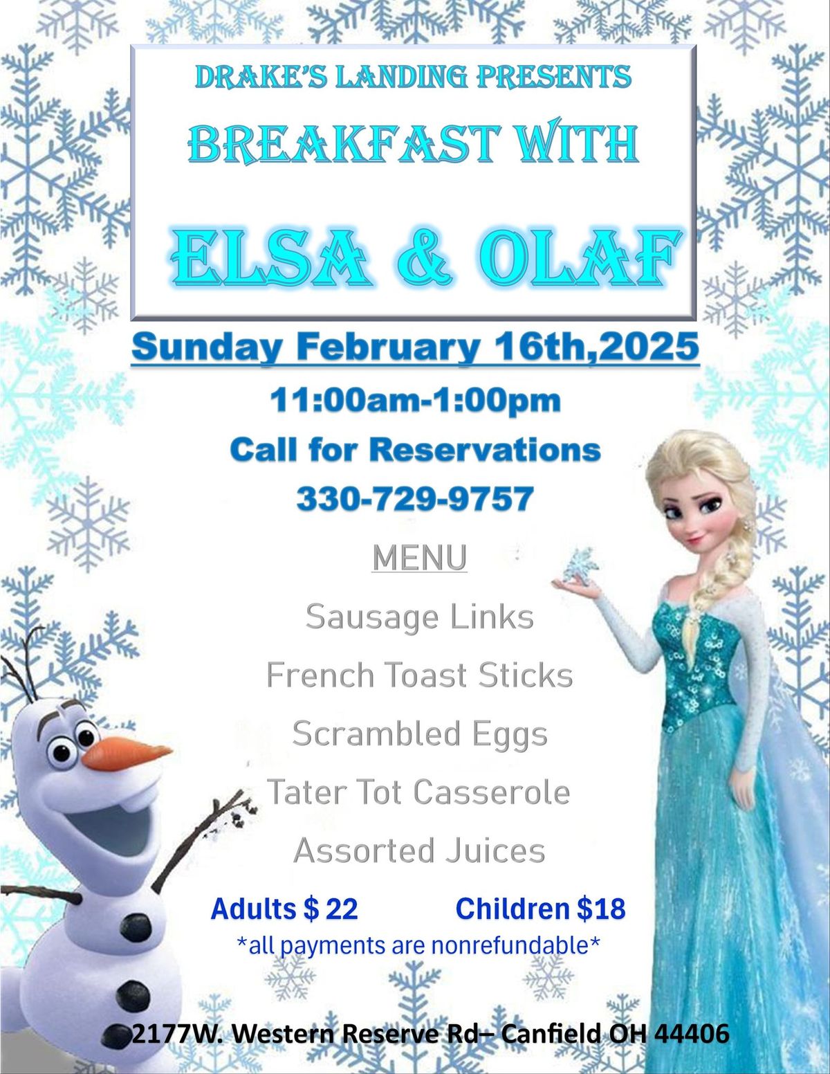 Breakfast with Elsa & Olaf