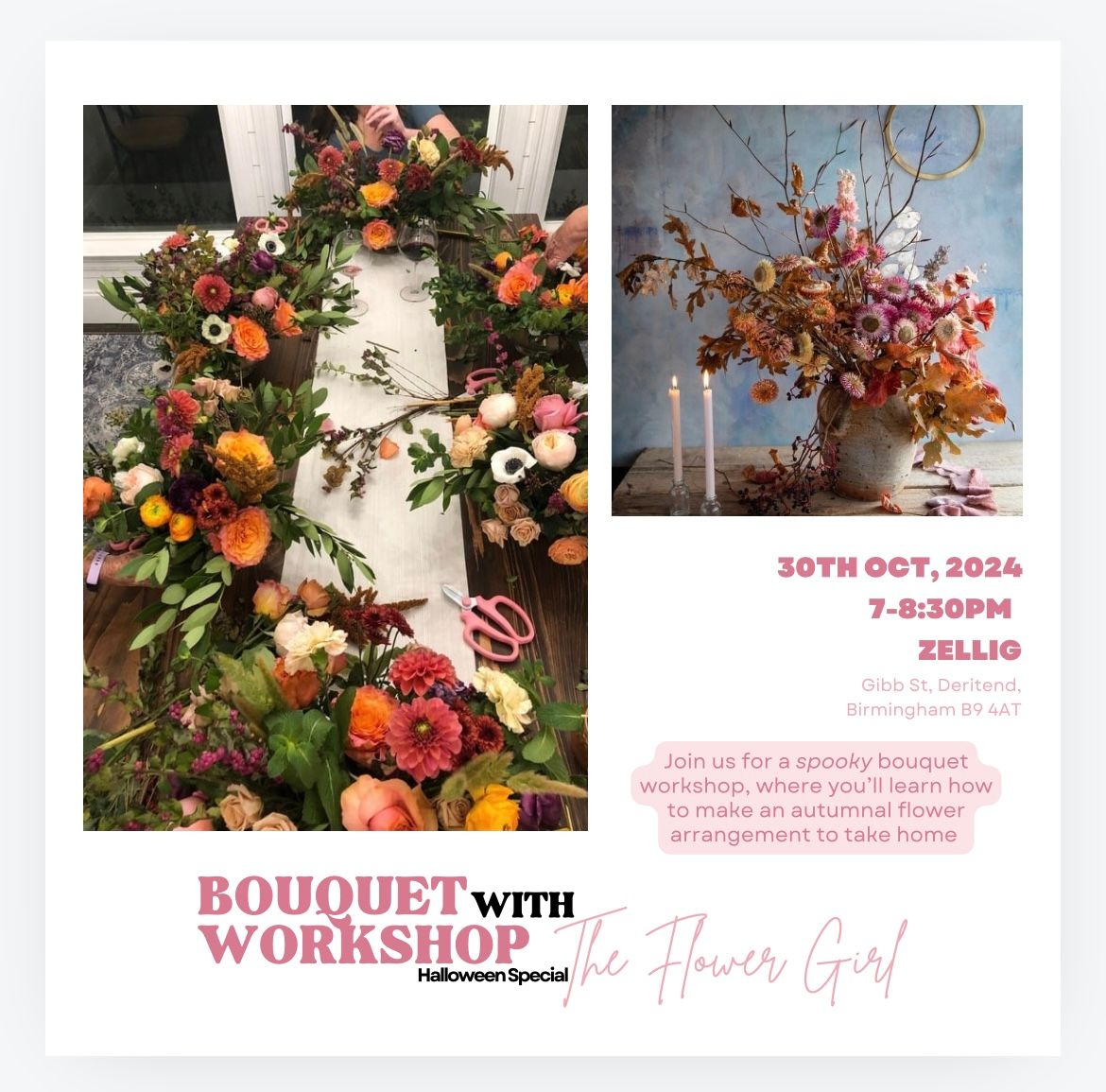 Bouquet Workshop with The Flower Girl Birmingham \ud83c\udf83\ud83d\udd78\ufe0f\ud83d\udc90