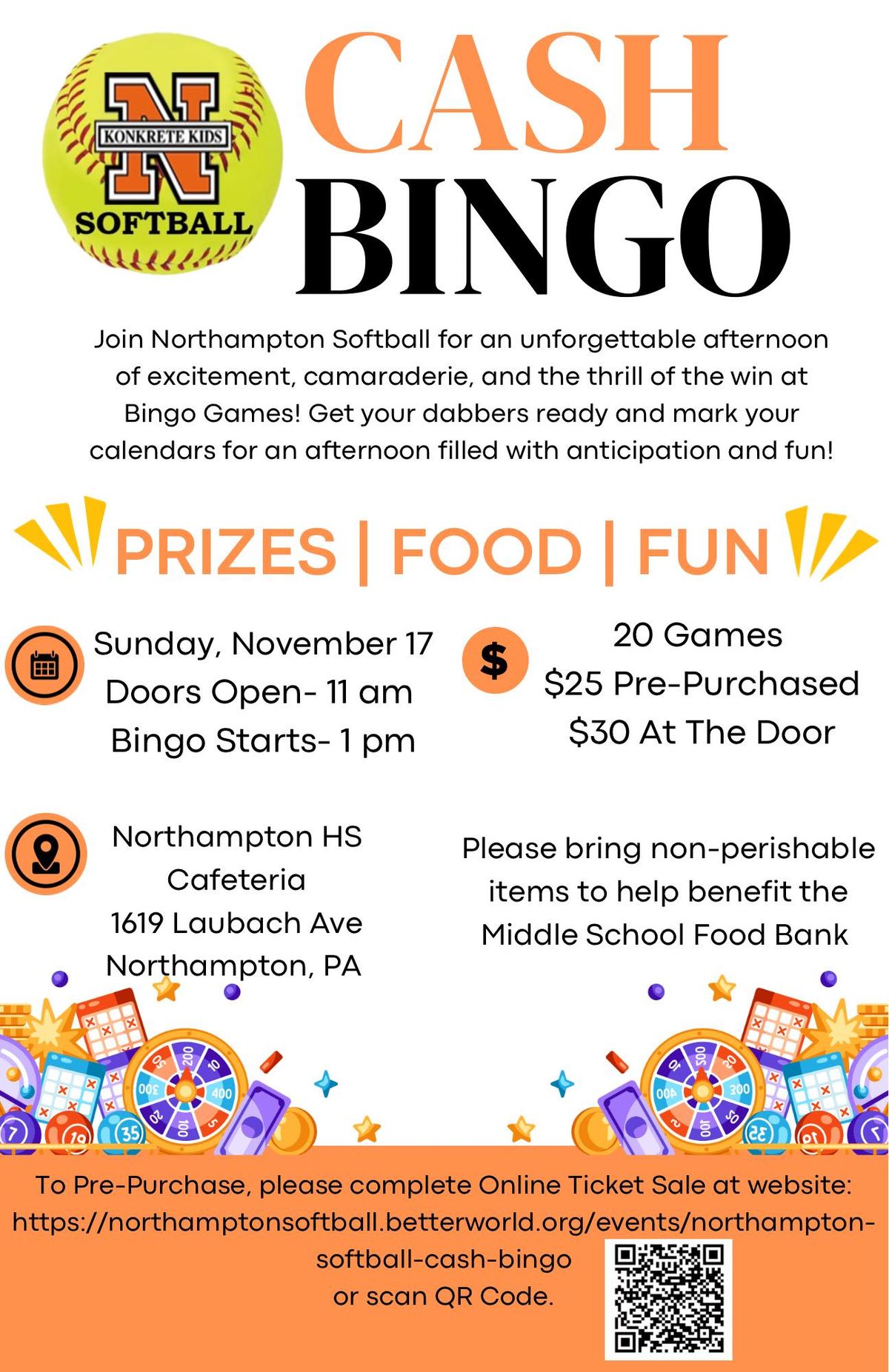 Cash Bingo - Northampton Softball