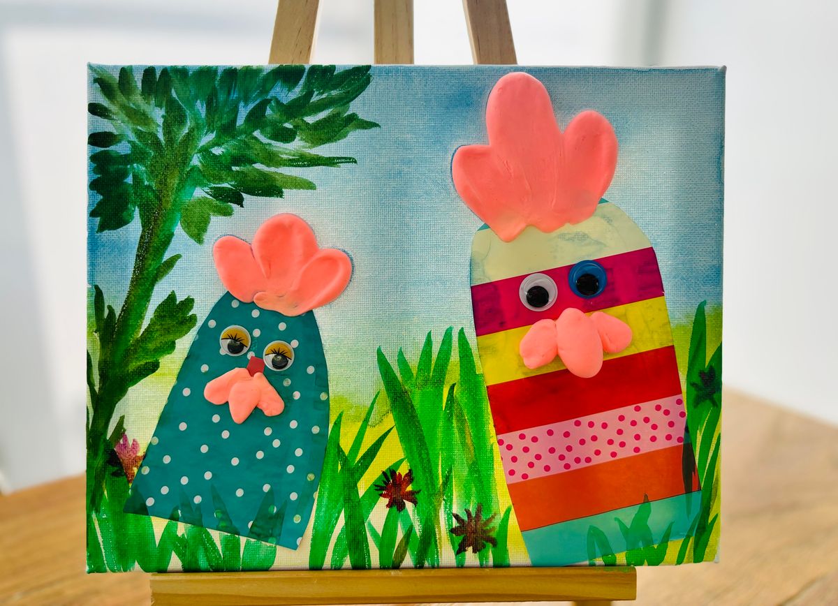 Funky Chickens - watercolours and clay kids workshops 