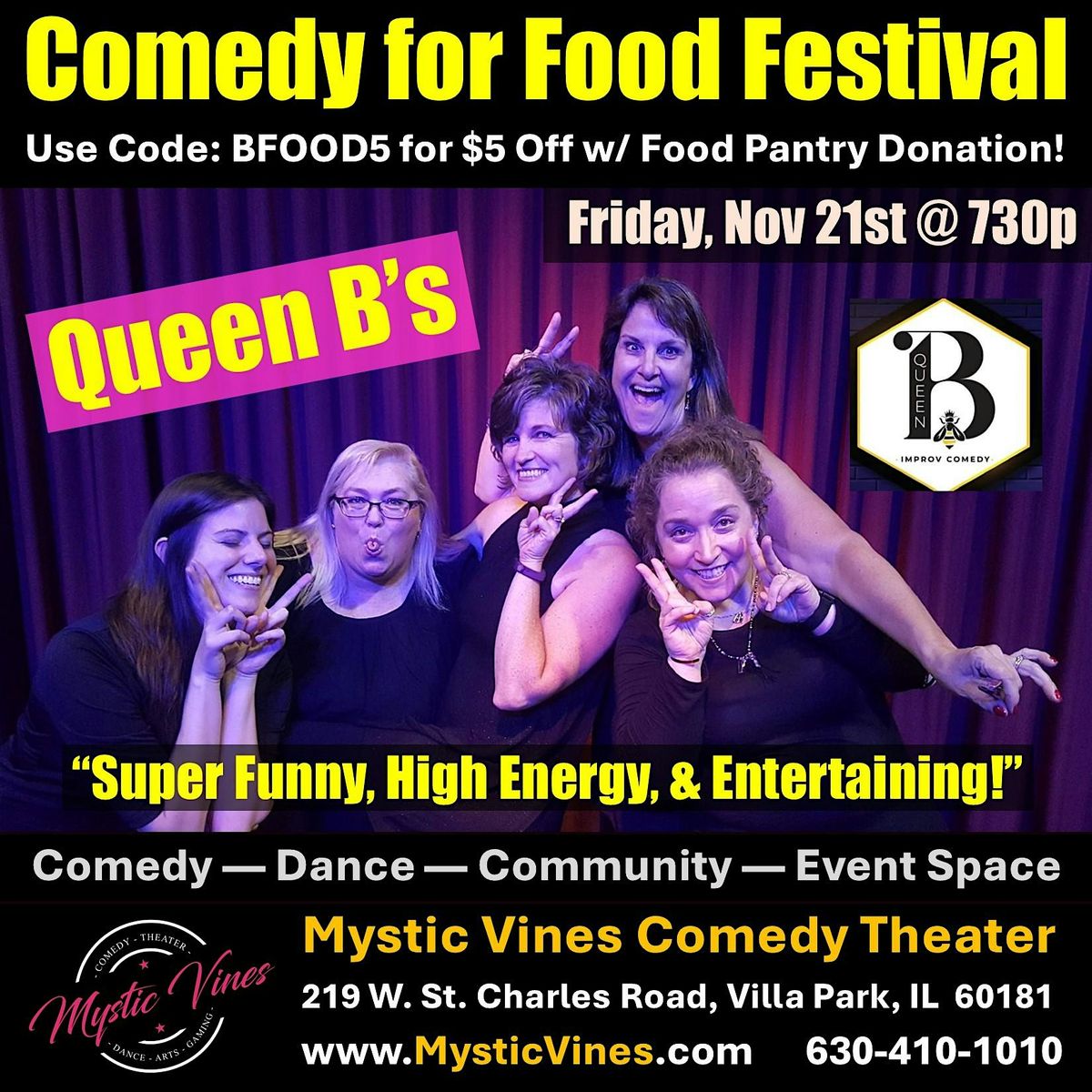 Comedy for Food Festival \u2013 A Night of Laughs for a Cause! - feat QUEEN B'S