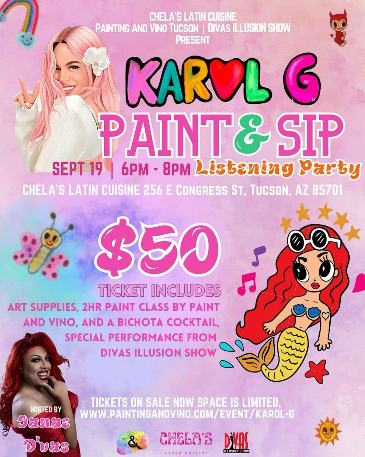 Karol G Paint & Sip Party at Chelas Latin Cuisine