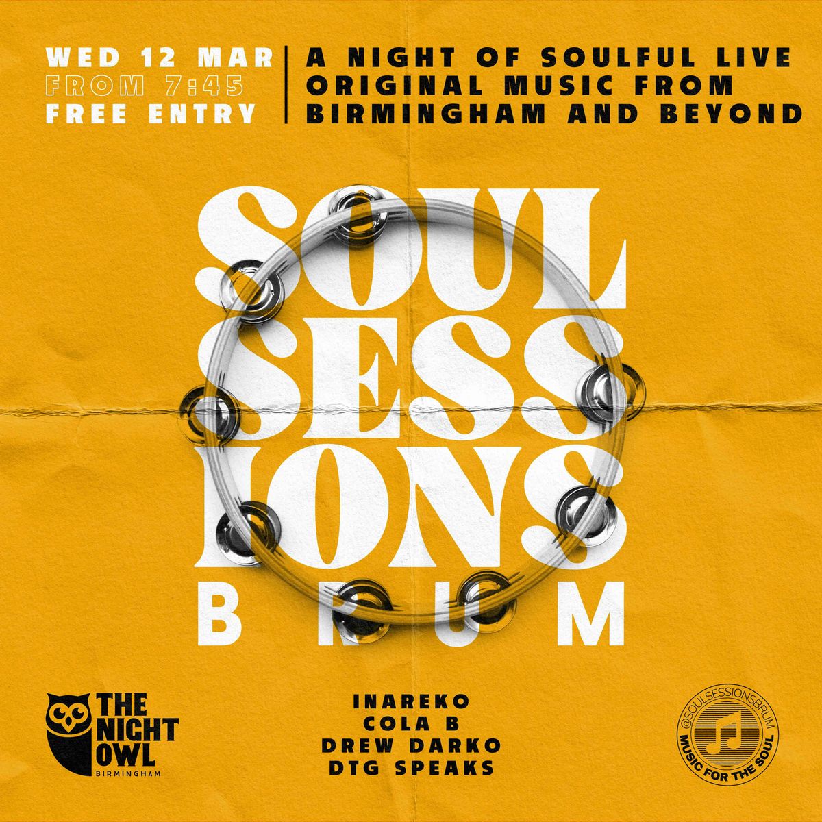 Soul Sessions at The Night Owl Presents: Cola B, Inareko, Drew Darko and DTG Speaks 