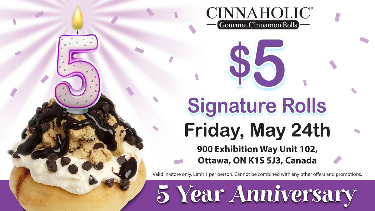 Cinnaholic Ottawa Celebrates 5 Years With $5 Signature Rolls!