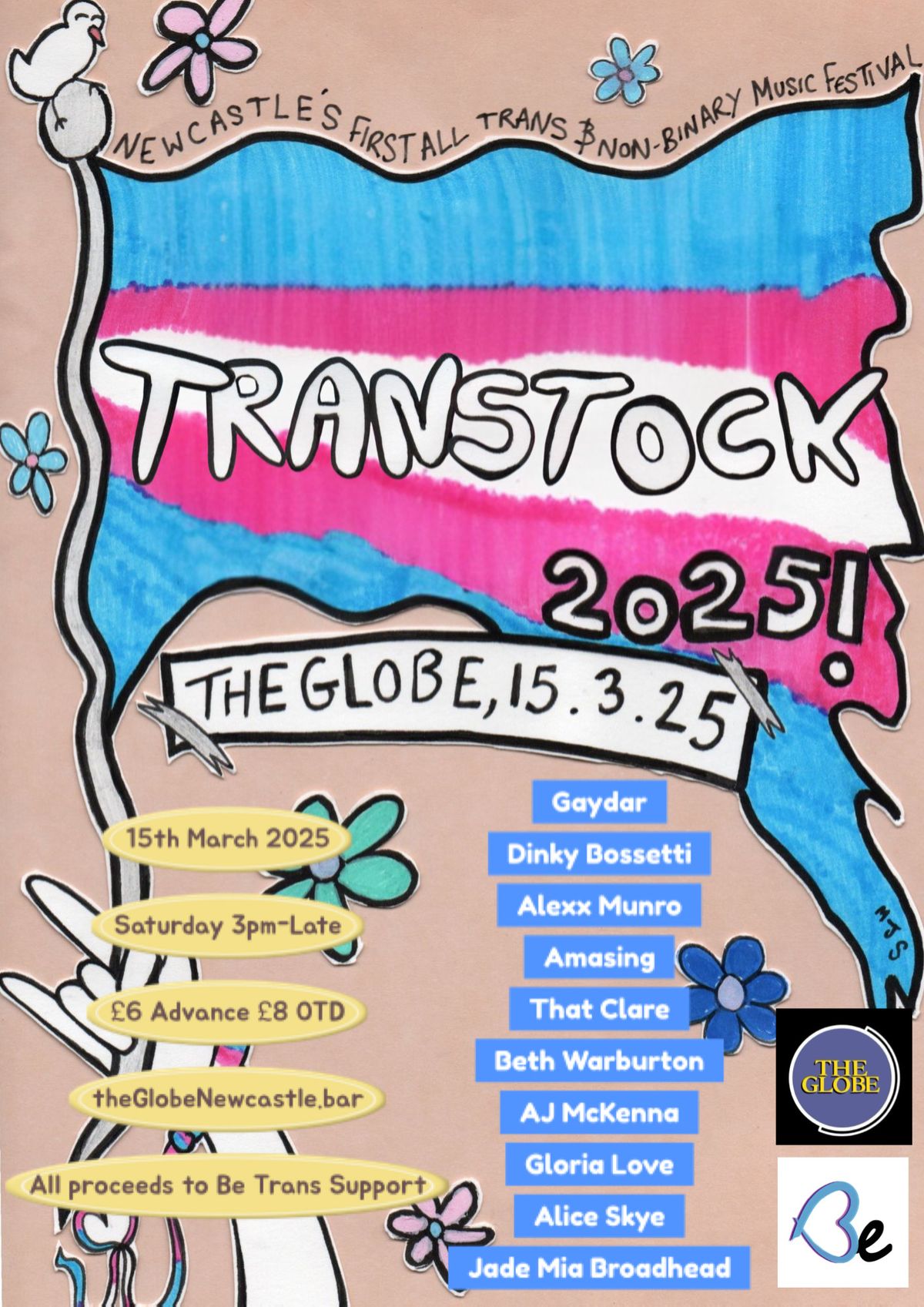 Transtock 2025 - Newcastle's First All Trans & Non-Binary Music Festival @ The Globe 15th March 2025