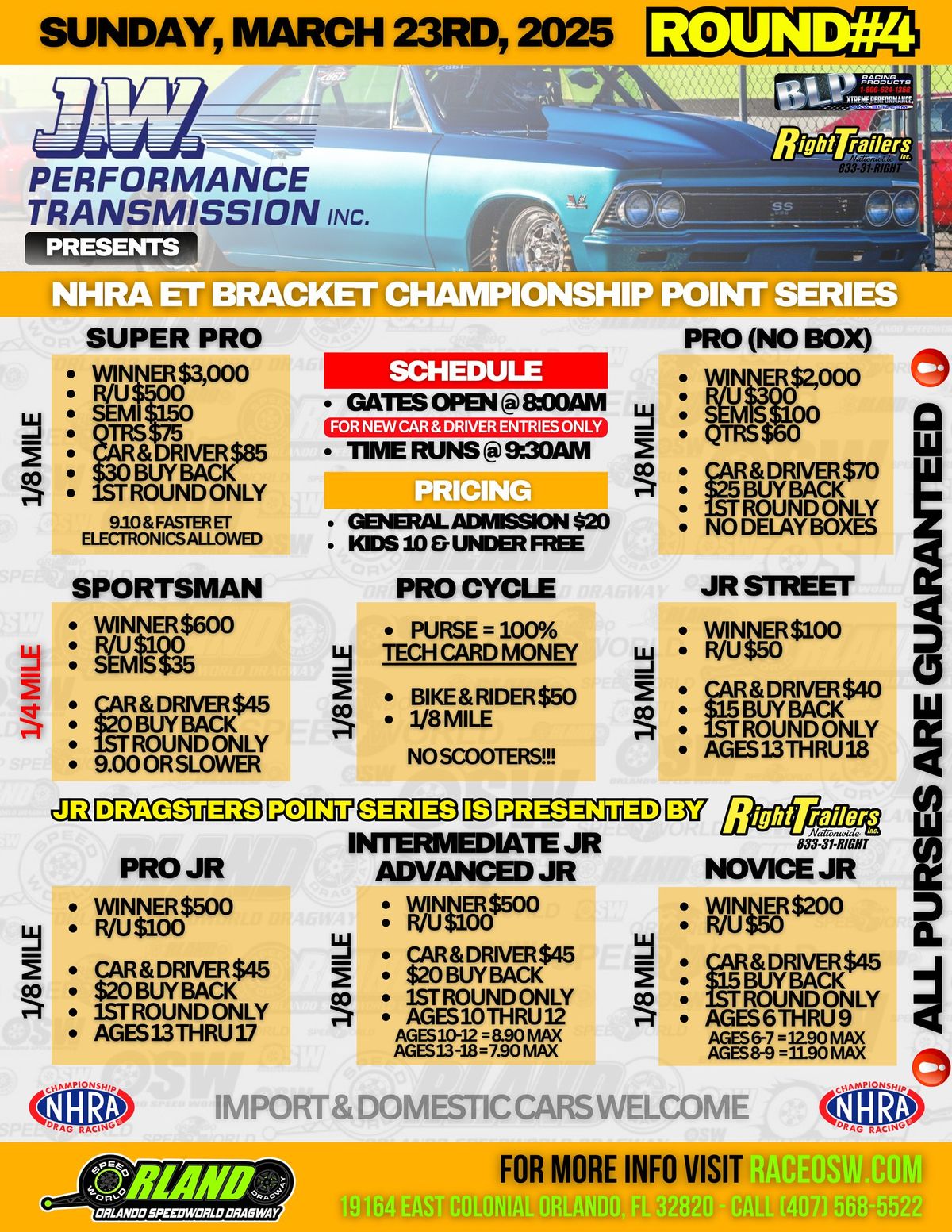 JW Transmission NHRA Championship point series at OSW - ROUND #4