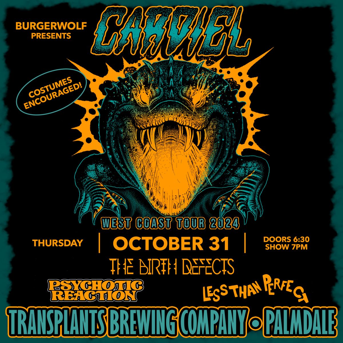 \ud83c\udf83 Halloween Bash with Cardiel \/ The Birth Defects \/ Psychotic Reaction \/ Less Than Perfect