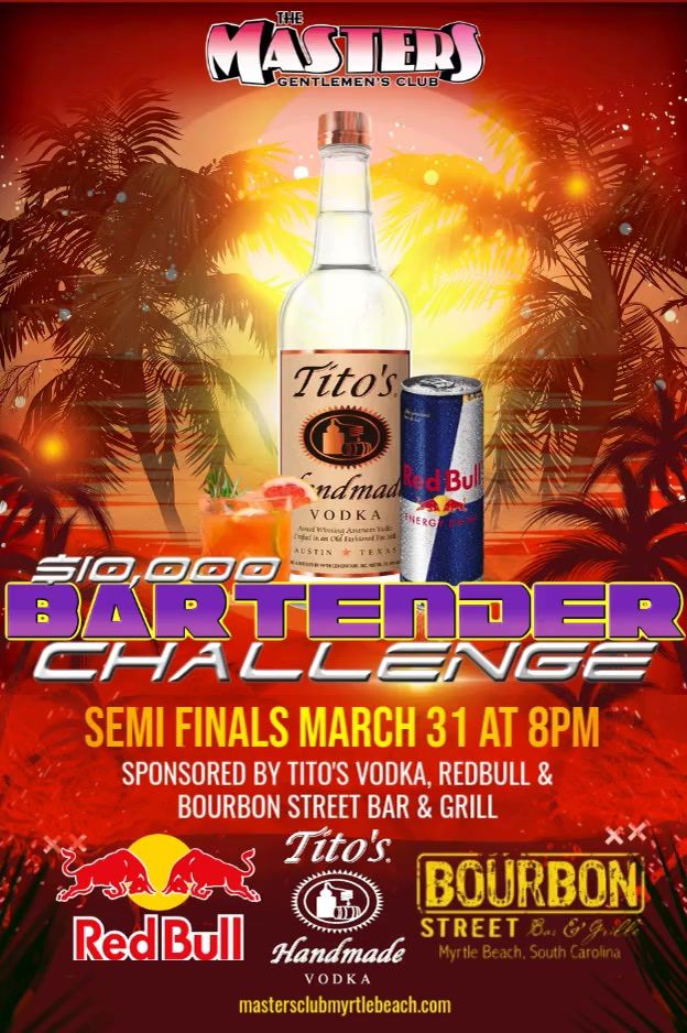 Semi finals for the  fastest bartender challenge sponsored by Red Bull. 