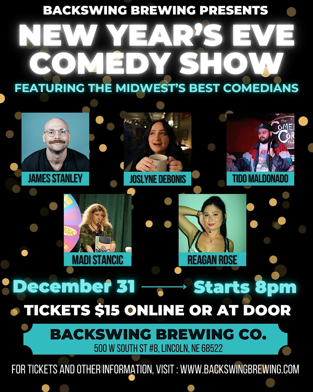 New Year's Eve Comedy Show at Backswing Brewing Co. (Lincoln)
