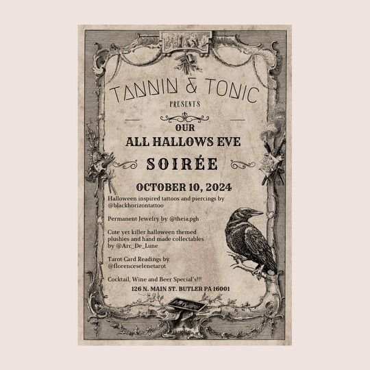 Tannin and Tonics All Hallows\u2019 Eve Soir\u00e9e  