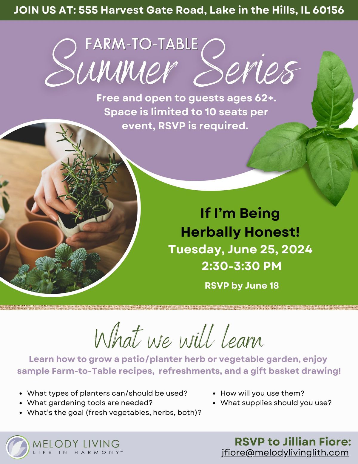 Summer Farm-to-Table Series: If I\u2019m Being  Herbally Honest!