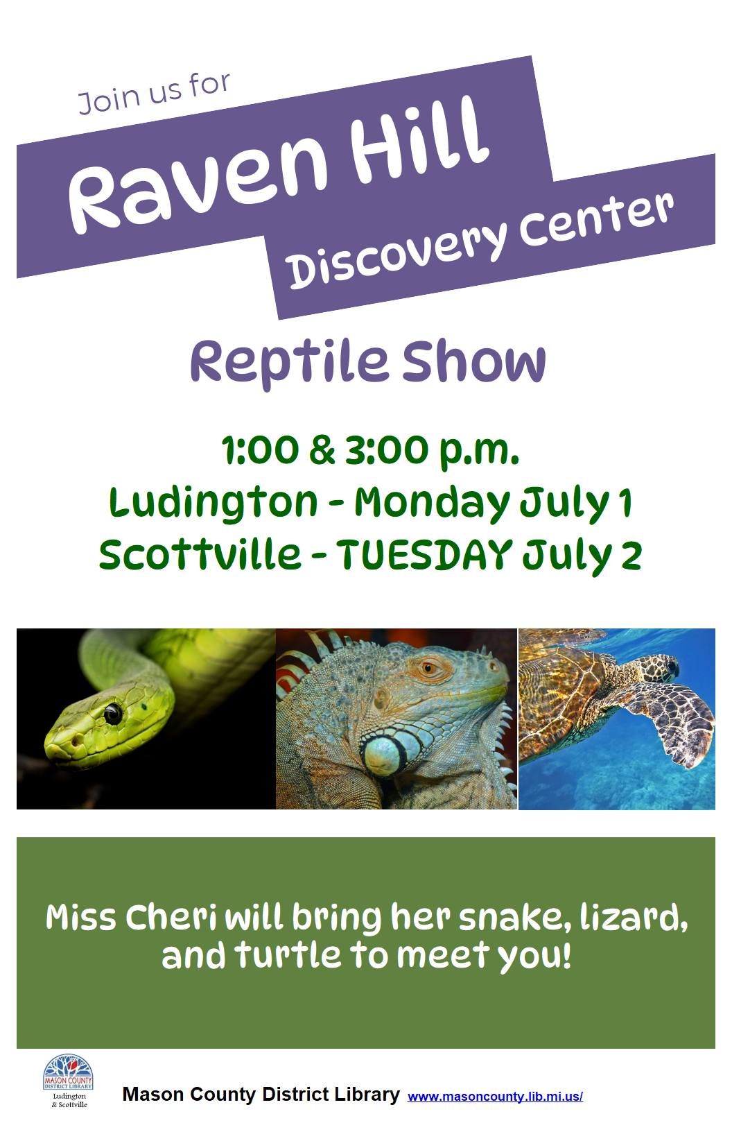 Reptile Show in Ludington, 1 p.m. & 3 p.m.