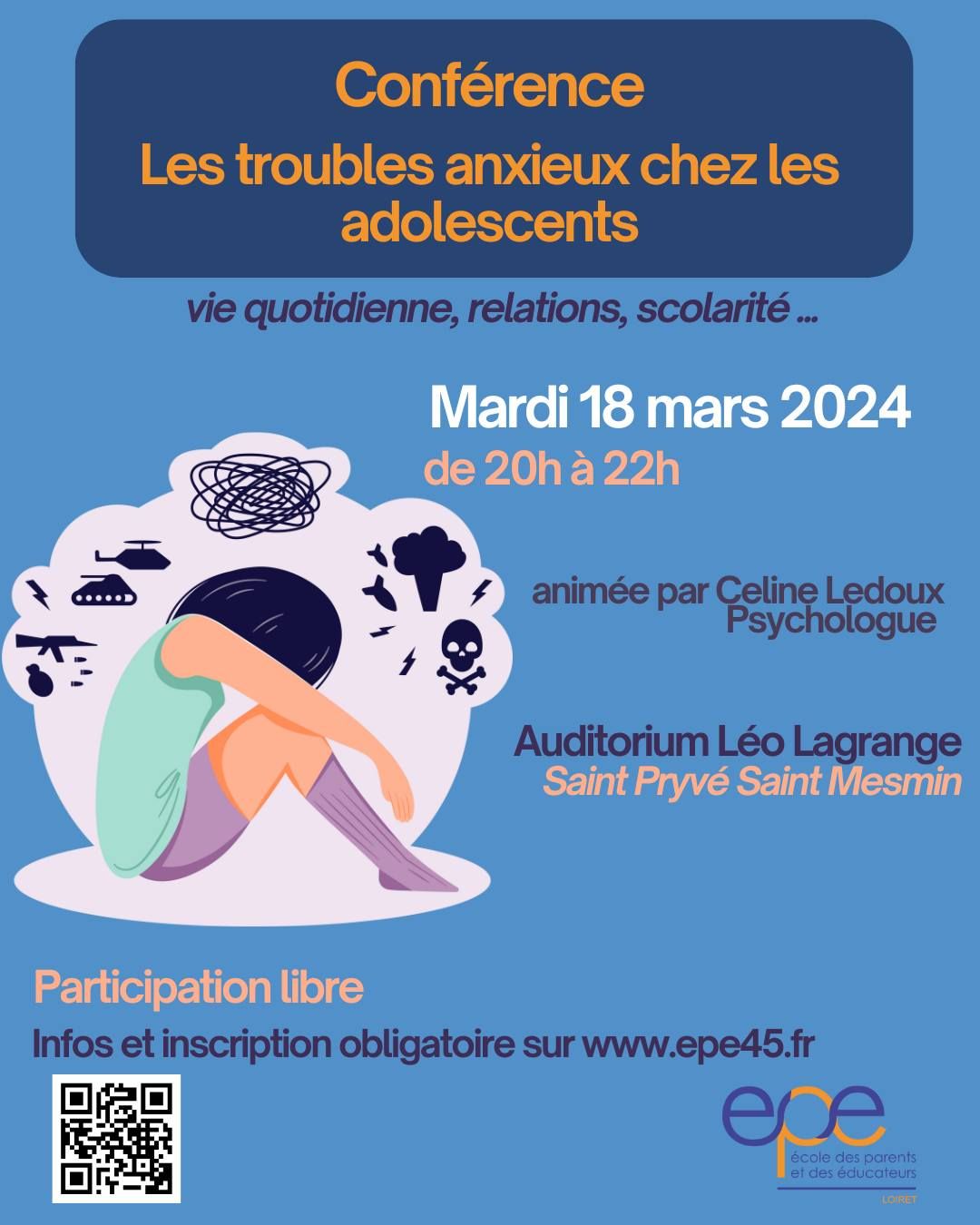 Conf\u00e9rences "les troubles anxieux chez les adolescents"