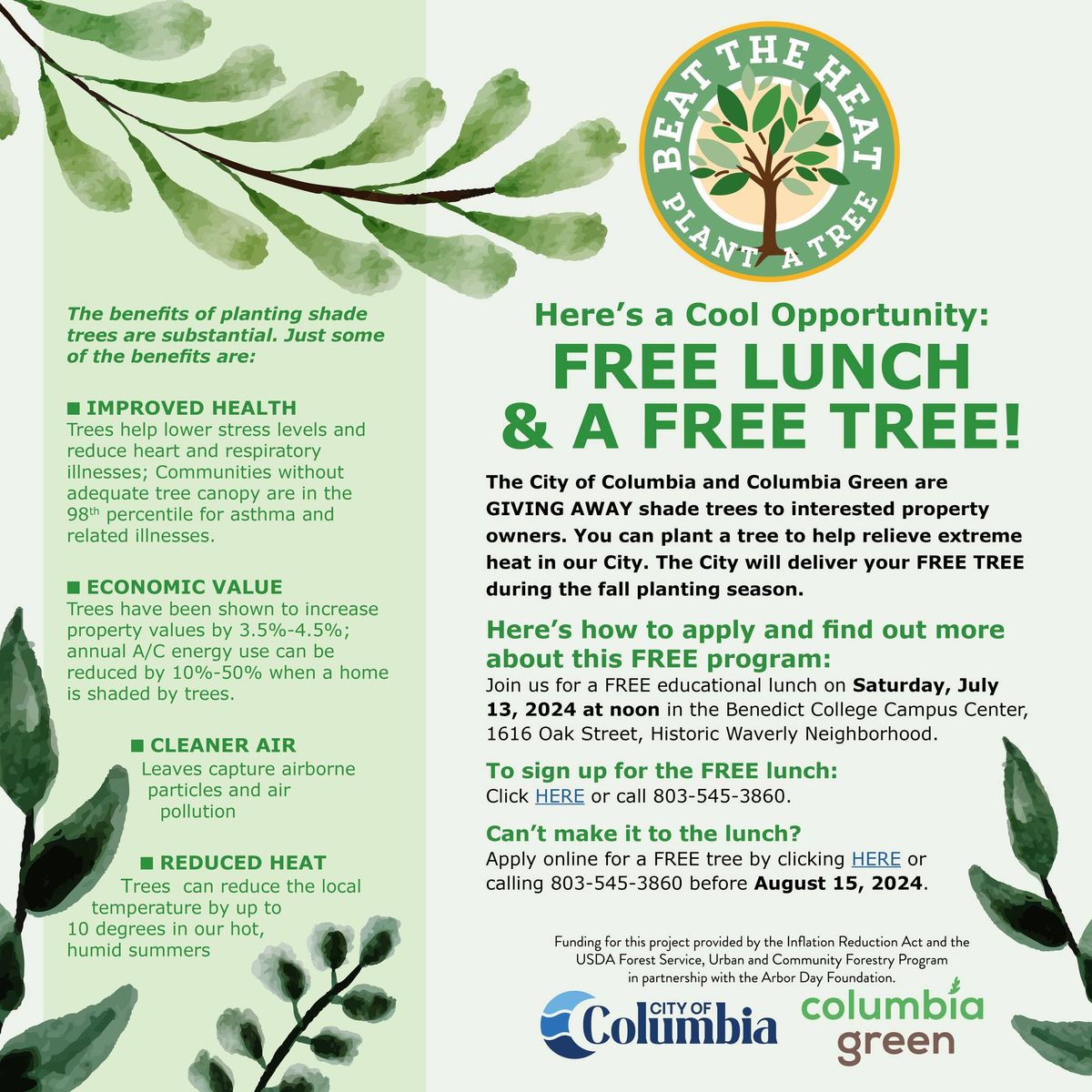 Beat the Heat: Free Lunch & A Free Tree!