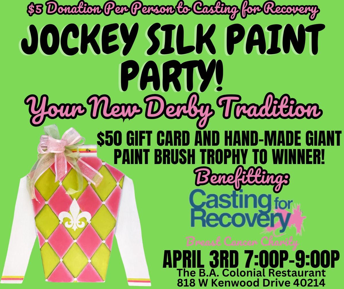 DERBY JOCKEY SILK DOOR HANGER PAINT PARTY AT THE B.A. COLONIAL