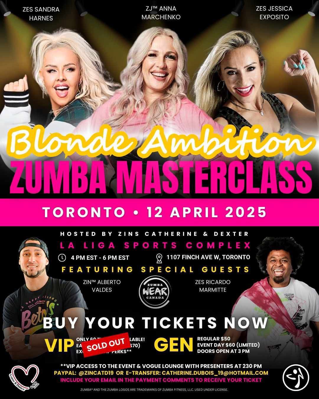 Zumba\u00ae masterclass featuring ZJ\u2122 Anna Marchenko, ZES Sandra Harnes & ZES Jessica Exposito