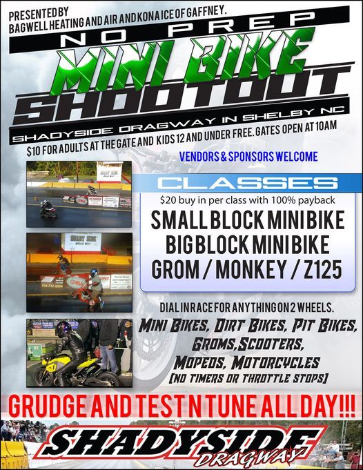 Shadyside Dragway 2022 Schedule 2021 Mini Bike Shootout May 1St, Shadyside Dragway, Cliffside, 1 May 2021