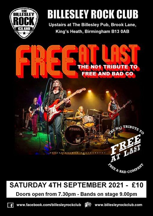 Free At Last - a tribute to Free & Bad Co. - Entry \u00a310 on the door
