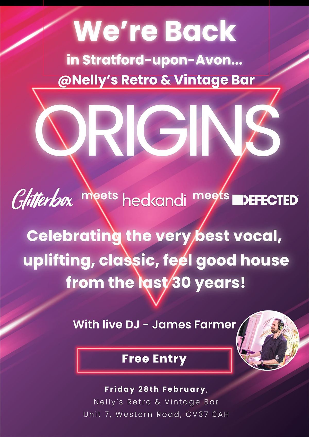 Origins Dance music - Friday 28th Feb from 8.30pm 