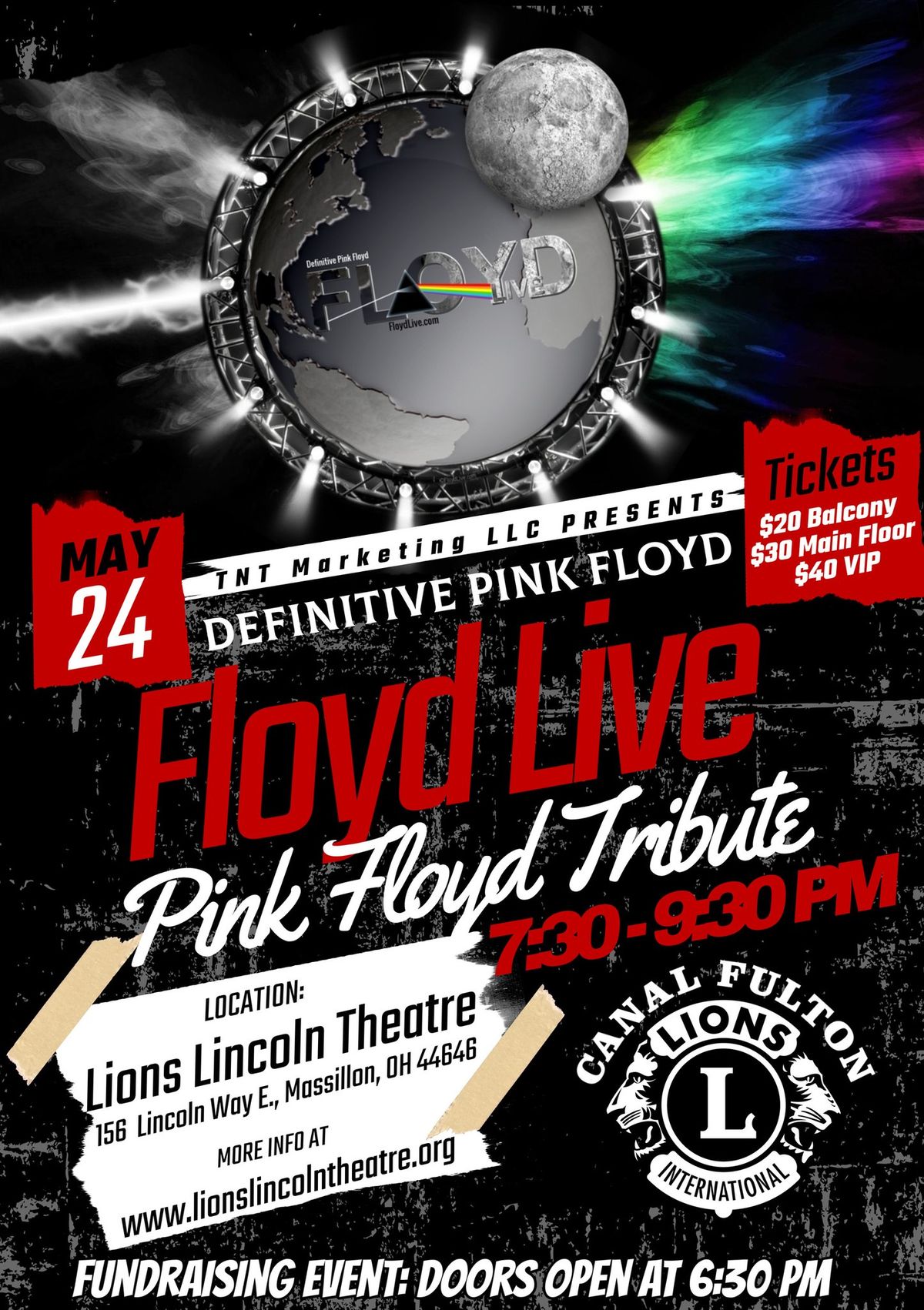 "FLOYD LIVE" Definitive Pink Floyd Tribute at Lions Lincoln Theatre on Friday May 24 7:30-9:30