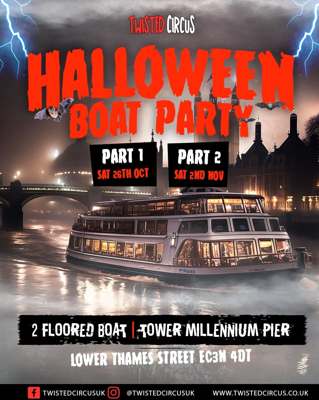 Twisted Circus Halloween Boat Party, 2nd November