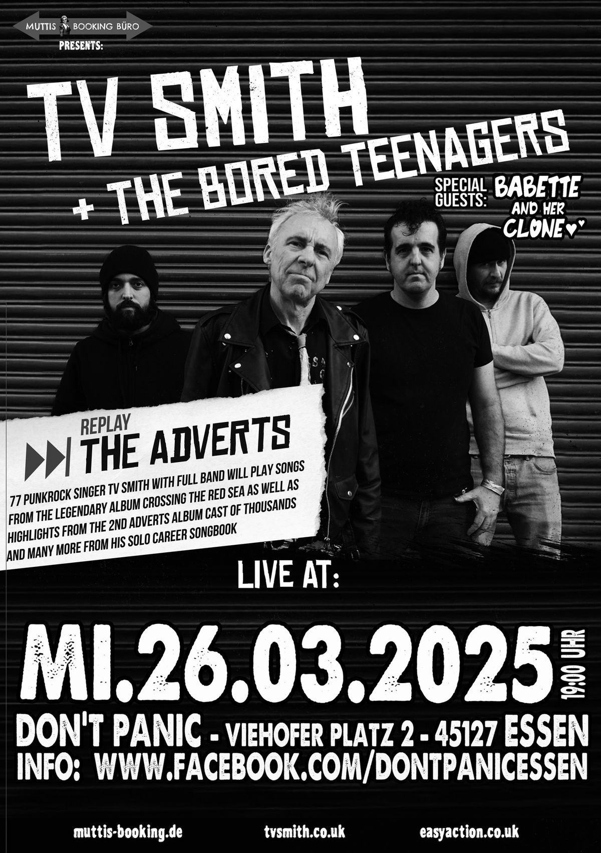 TV Smith & The Bored Teenagers (replay the songs of The Adverts) + Babette and her Clone