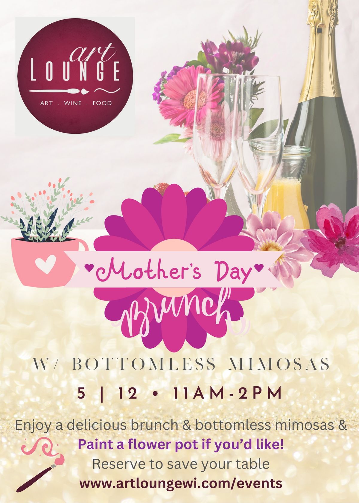 SOLD OUT - Mother's Day Brunch w\/bottomless mimosas & paint a Flower pot!