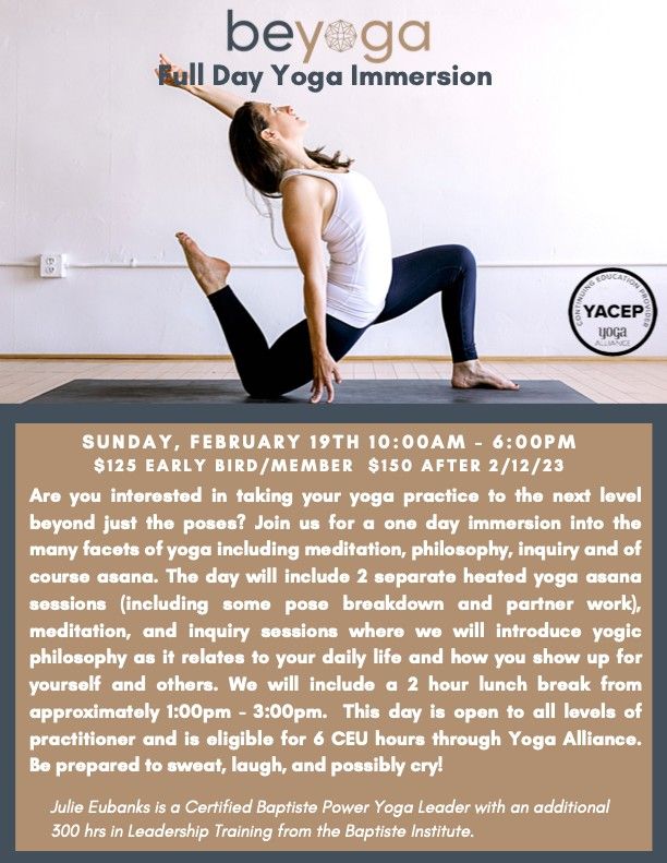 Be Yoga Full Day Yoga Immersion