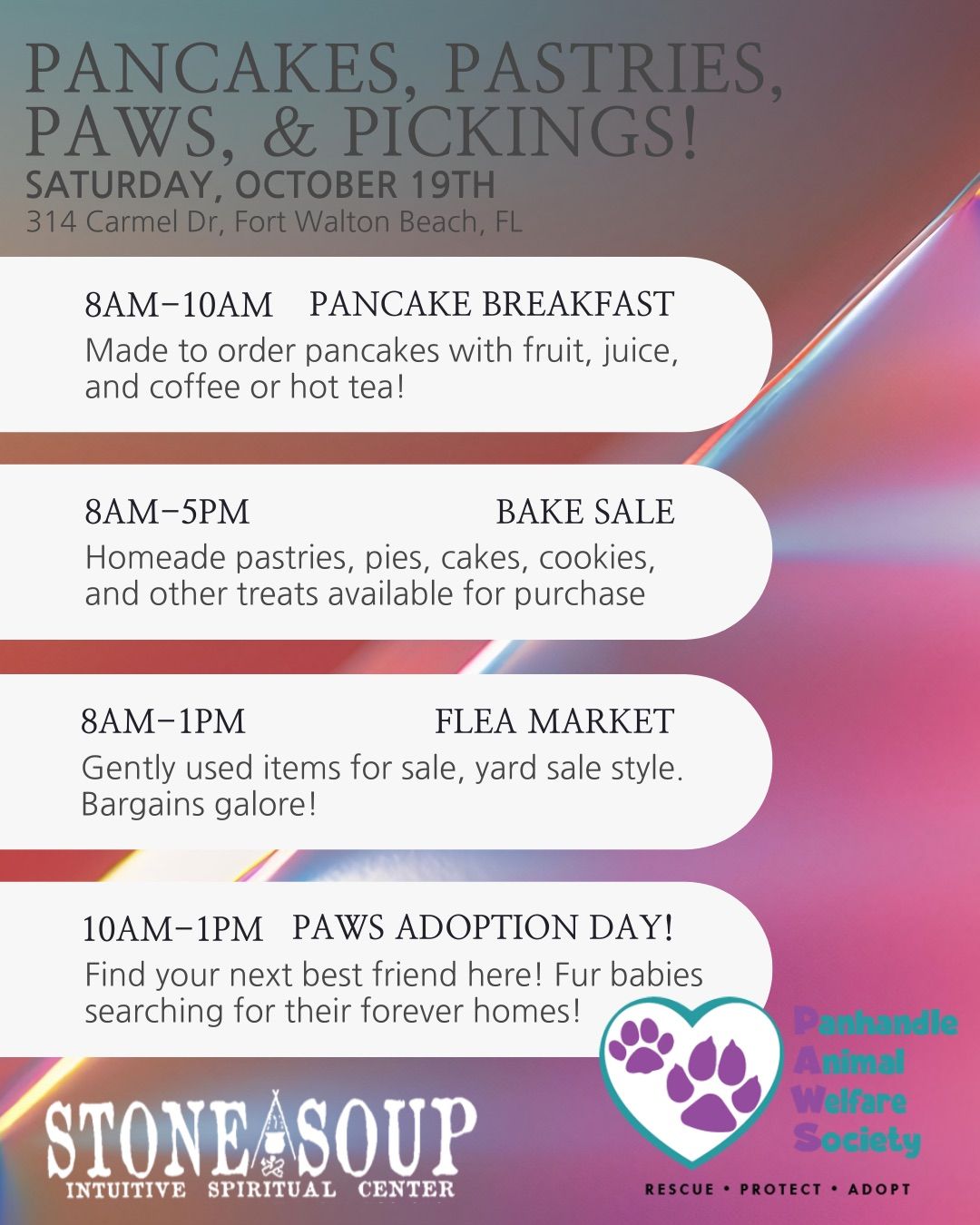 Pancakes, Pastries, PAWS, & Pickings!