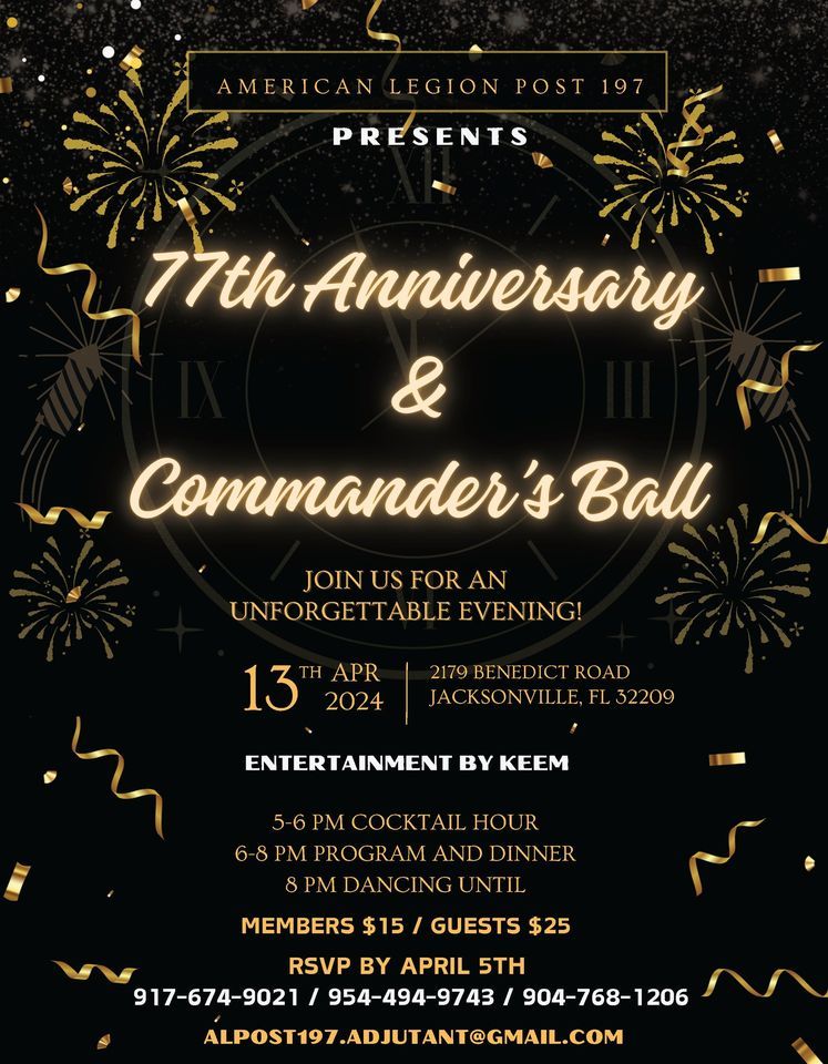 77th Anniversary & Commander's Ball | Post 197 | Jacksonville, Florida