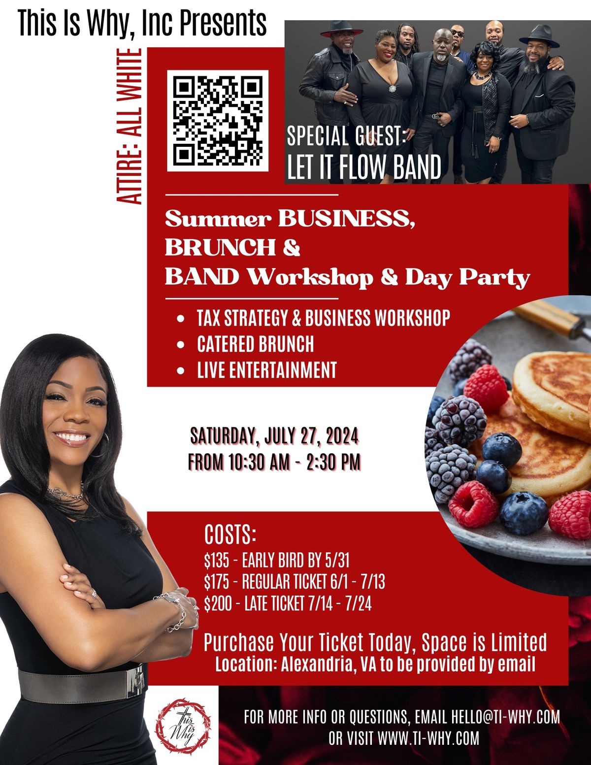 Summer Business, Brunch & Band All White Day Party w\/Special Guest Let It Flow Band!