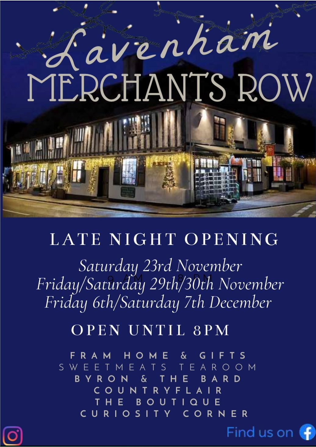 Lavenham, Merchants Row - Christmas Late Night Shopping