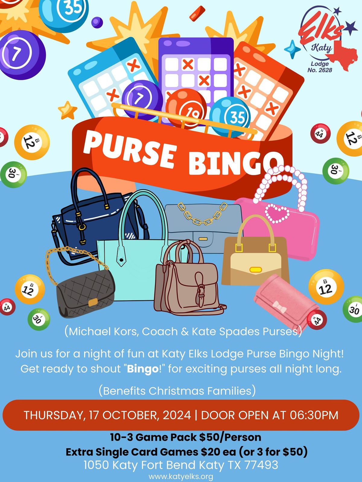 PURSE BINGO!!! Katy Elks Lodge 2628