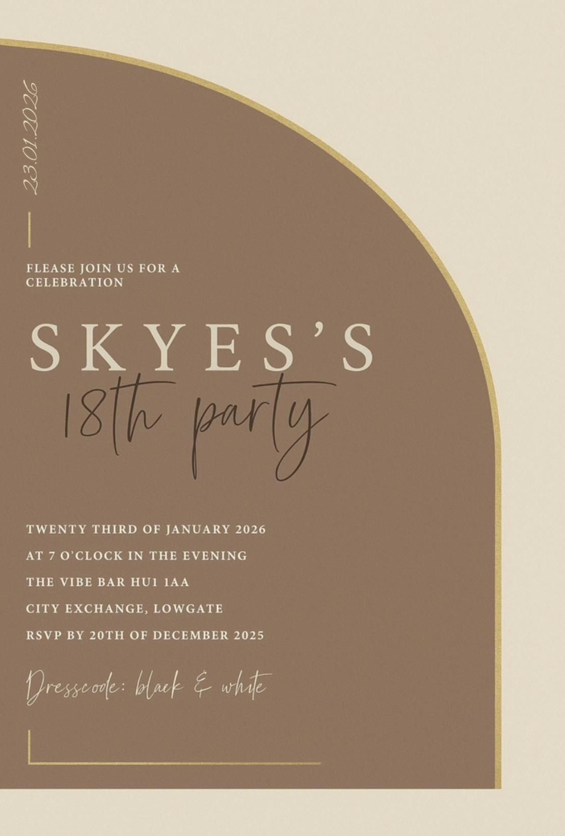 Skye\u2019s 18th birthday 