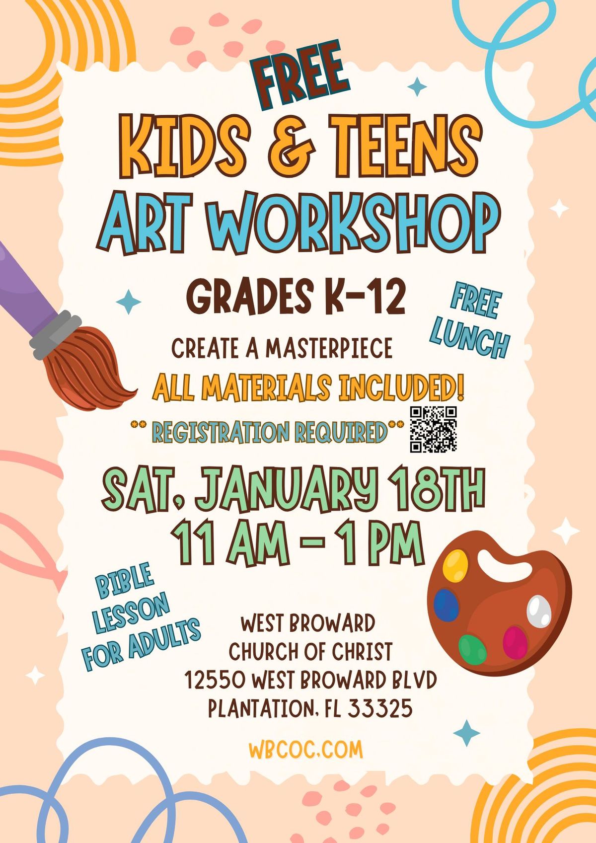 Free Kids and Teens Art Workshop!!