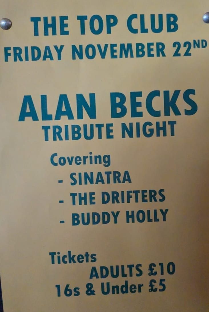 ** Ticketed Event ** Alan Becks - tribute night - Sinatra - The drifters - Buddy holly