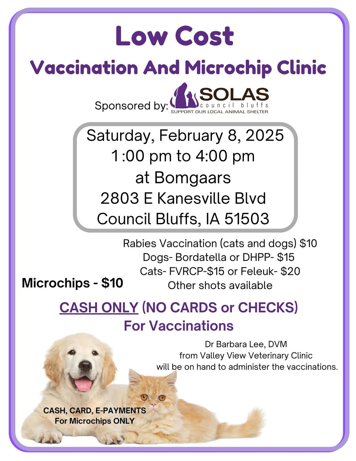 2025 Low Cost Vaccination and Microchip Clinic