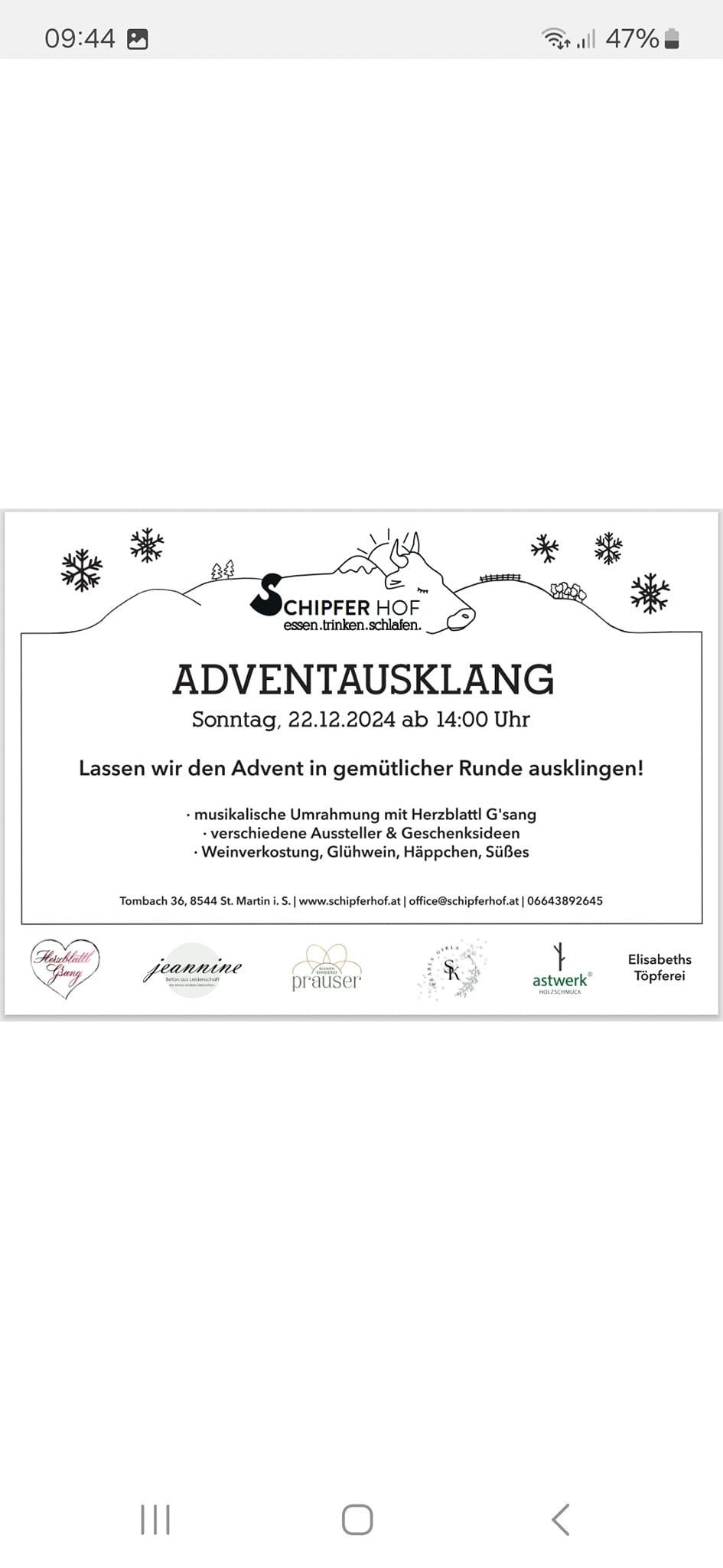 Adventausklang am Schipferhof