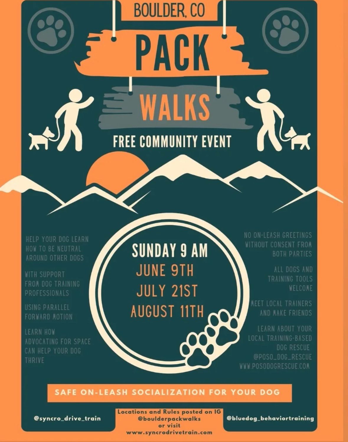 Free Trainer Lead Pack Walk - Boulder 